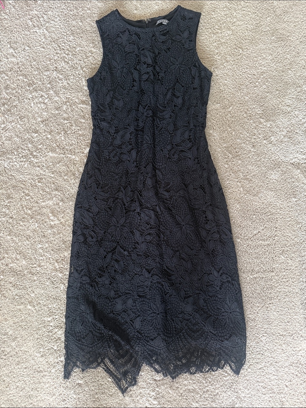 Sharagano Black Lace Midi Dress